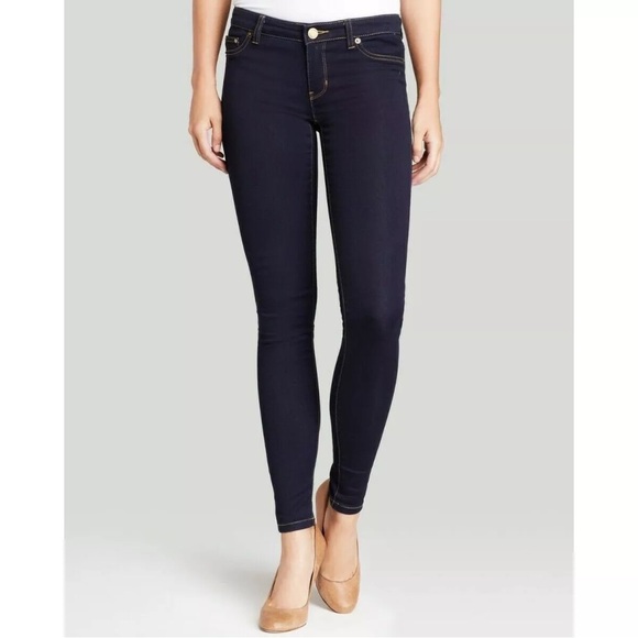 Micheal Kors Izzy Skinny Leg Mid-Rise Denim Dark Blue Jeans - Picture 1 of 9